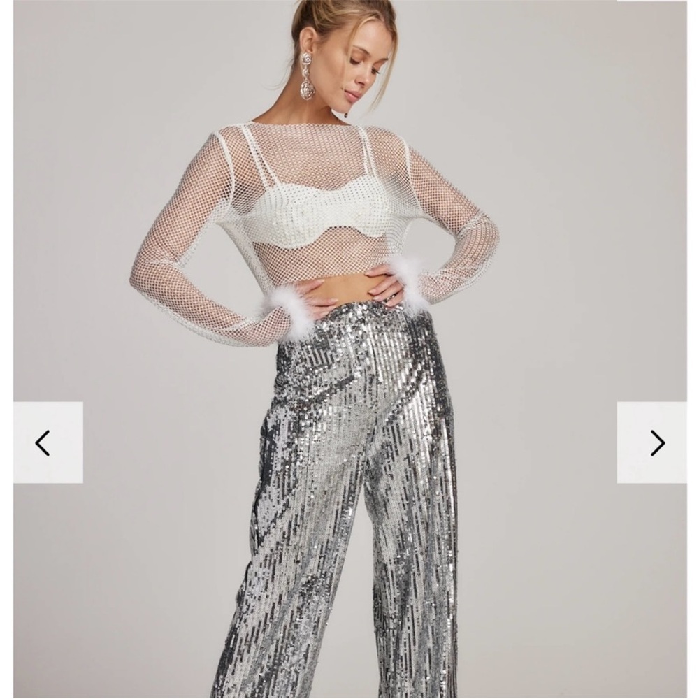 12th Tribe White Mesh Crop Top